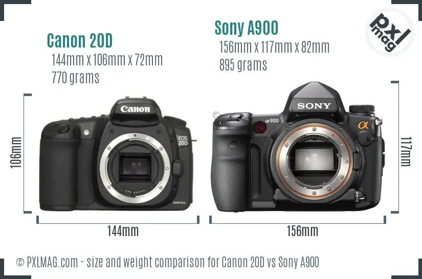 Canon 20D vs Sony A900 size comparison