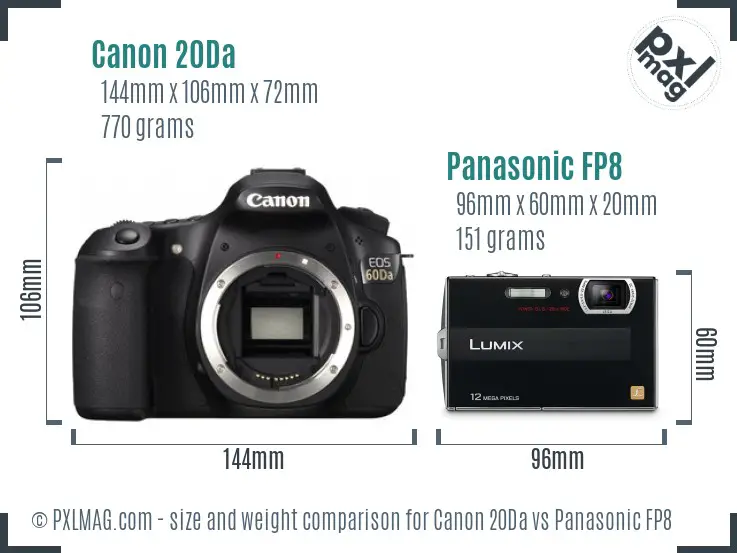 Canon 20Da vs Panasonic FP8 size comparison