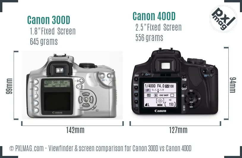 Canon 300D vs Canon 400D Screen and Viewfinder comparison