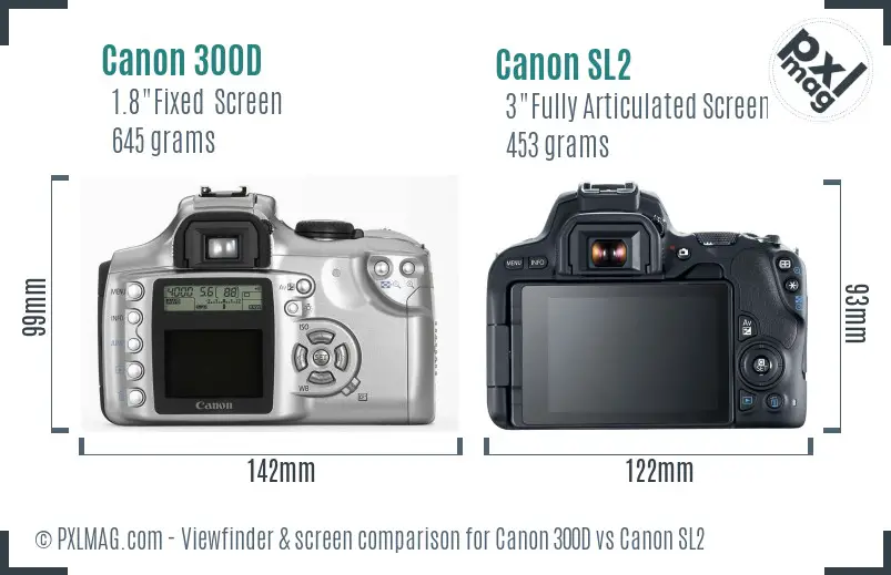 Canon 300D vs Canon SL2 Screen and Viewfinder comparison