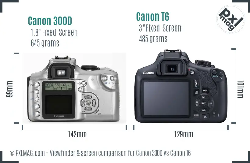 Canon 300D vs Canon T6 Screen and Viewfinder comparison