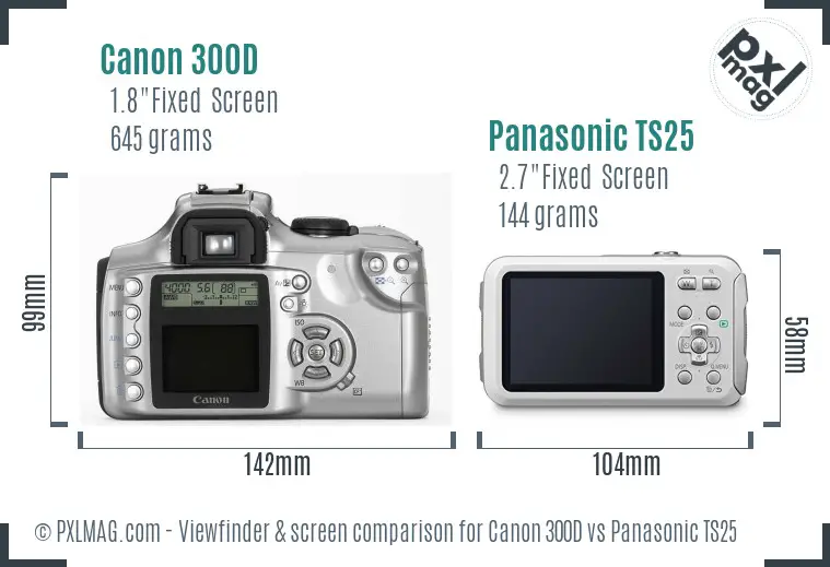 Canon 300D vs Panasonic TS25 Screen and Viewfinder comparison