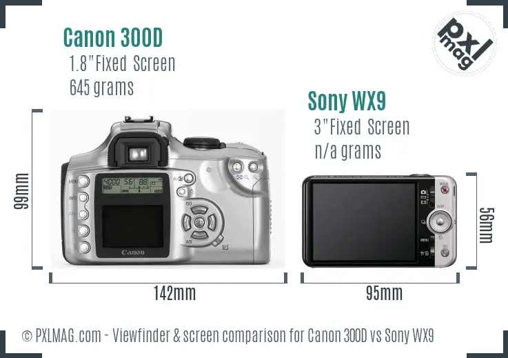 Canon 300D vs Sony WX9 Screen and Viewfinder comparison