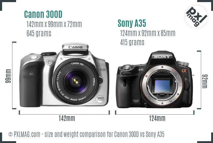 Canon 300D vs Sony A35 size comparison