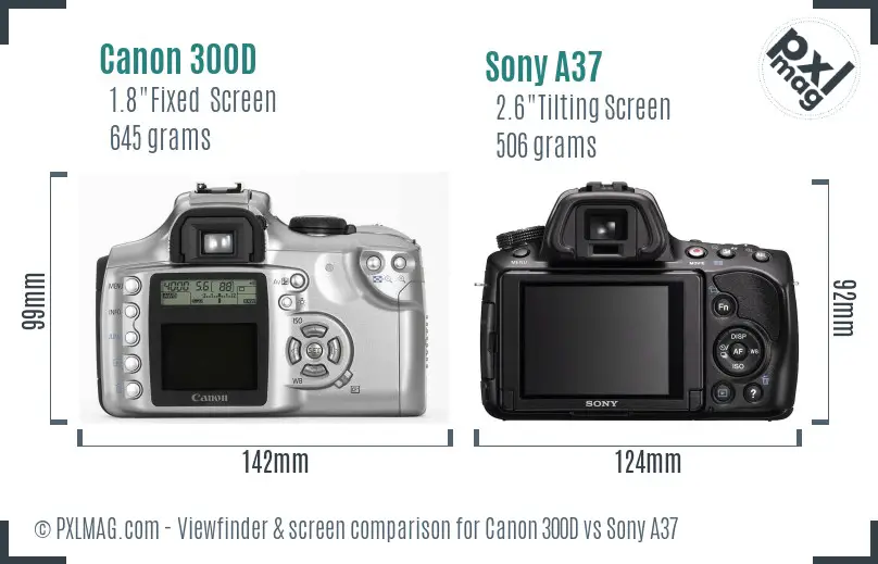 Canon 300D vs Sony A37 Screen and Viewfinder comparison