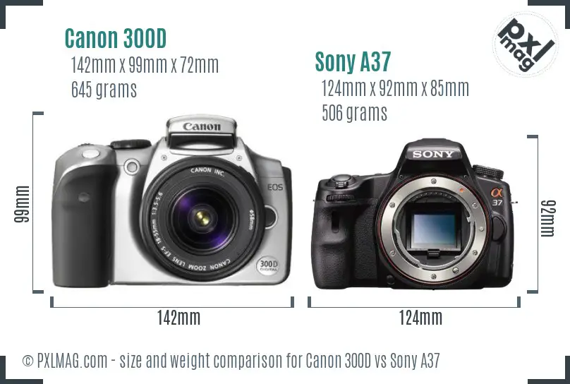 Canon 300D vs Sony A37 size comparison