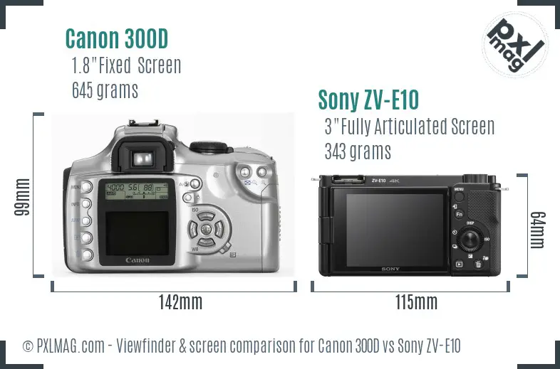 Canon 300D vs Sony ZV-E10 Screen and Viewfinder comparison