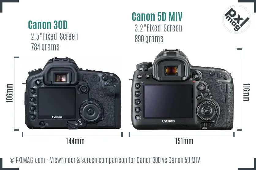 Canon 30D vs Canon 5D MIV Screen and Viewfinder comparison