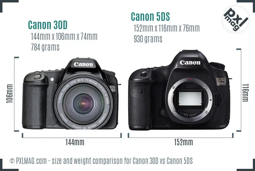 Canon 30D vs Canon 5DS size comparison