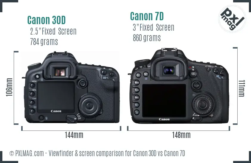 Canon 30D vs Canon 7D Screen and Viewfinder comparison