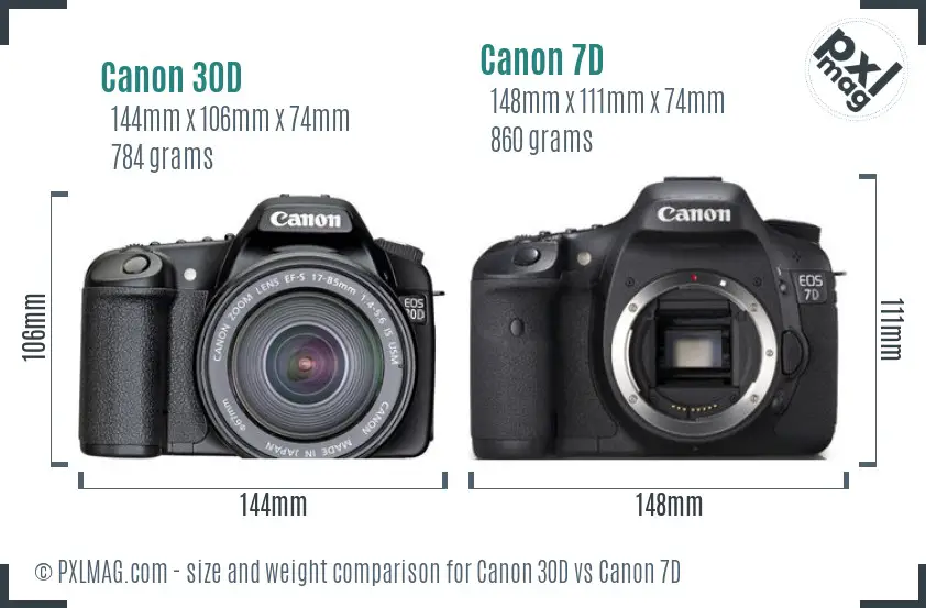 Canon 30D vs Canon 7D size comparison