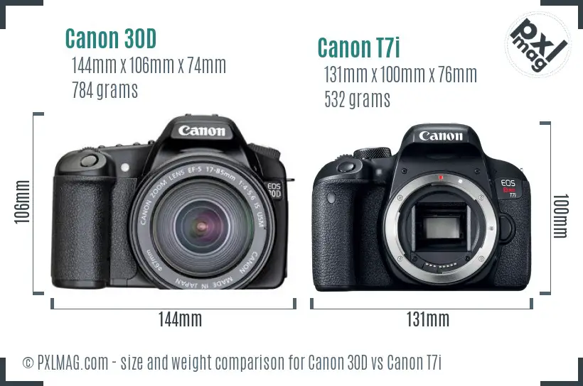 Canon 30D vs Canon T7i size comparison Canon 30D vs Canon T7i size comparison