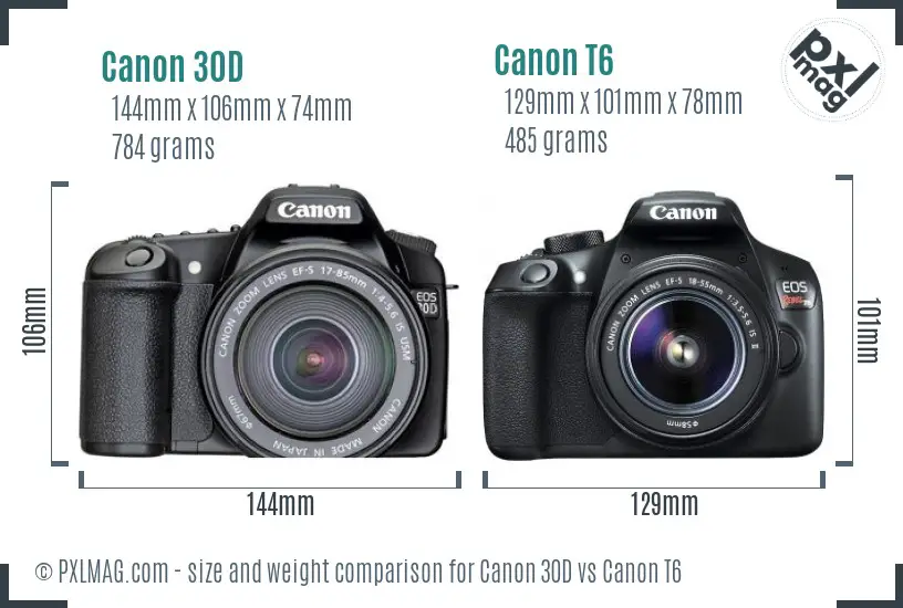 Canon 30D vs Canon T6 size comparison Canon 30D vs Canon T6 size comparison