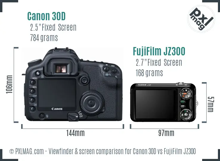 Canon 30D vs FujiFilm JZ300 Screen and Viewfinder comparison Canon 30D vs FujiFilm JZ300 Screen and Viewfinder comparison