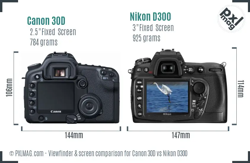 Canon 30D vs Nikon D300 Screen and Viewfinder comparison