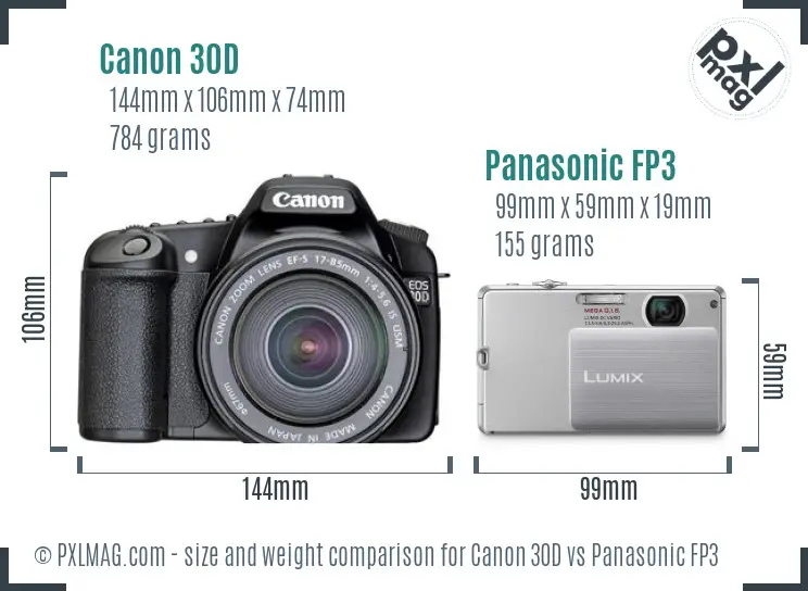 Canon 30D vs Panasonic FP3 size comparison
