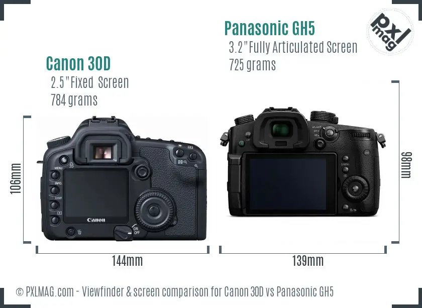 Canon 30D vs Panasonic GH5 Screen and Viewfinder comparison Canon 30D vs Panasonic GH5 Screen and Viewfinder comparison