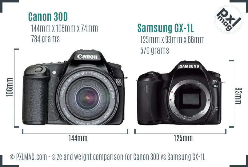Canon 30D vs Samsung GX-1L size comparison