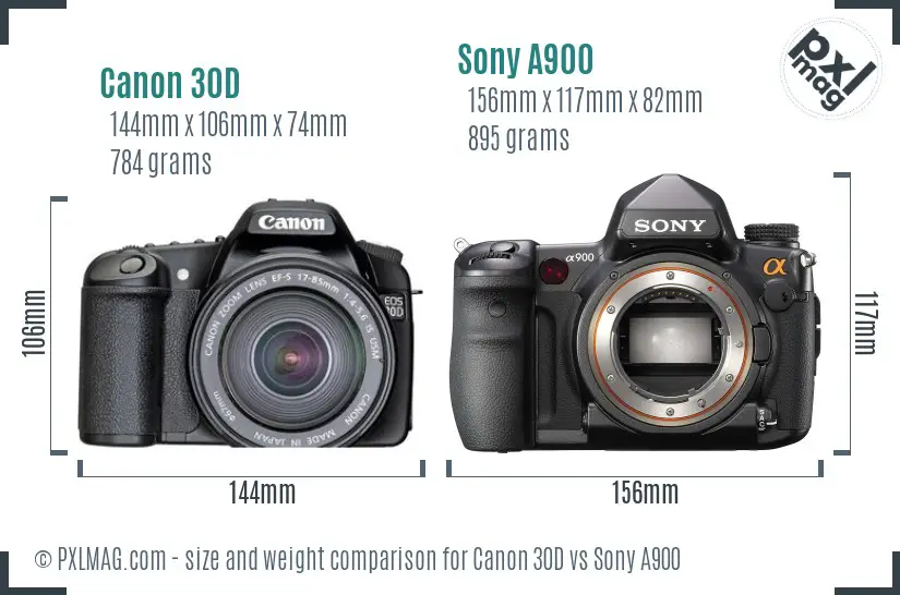 Canon 30D vs Sony A900 size comparison