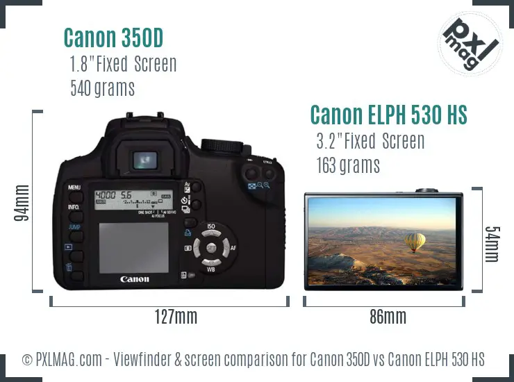Canon 350D vs Canon ELPH 530 HS Screen and Viewfinder comparison Canon 350D vs Canon ELPH 530 HS Screen and Viewfinder comparison
