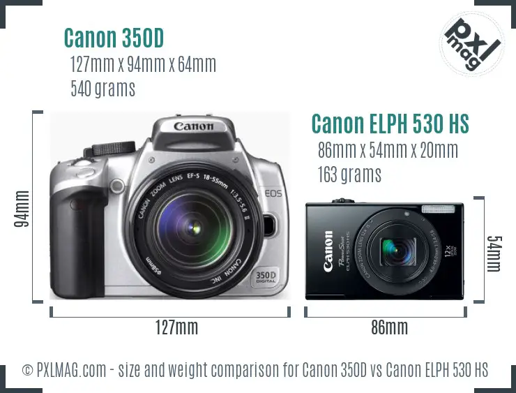 Canon 350D vs Canon ELPH 530 HS size comparison Canon 350D vs Canon ELPH 530 HS size comparison