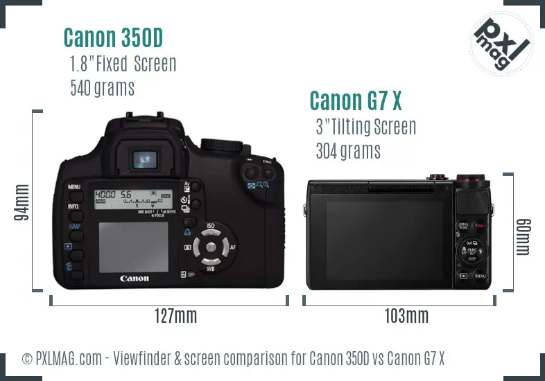 Canon 350D vs Canon G7 X Screen and Viewfinder comparison Canon 350D vs Canon G7 X Screen and Viewfinder comparison
