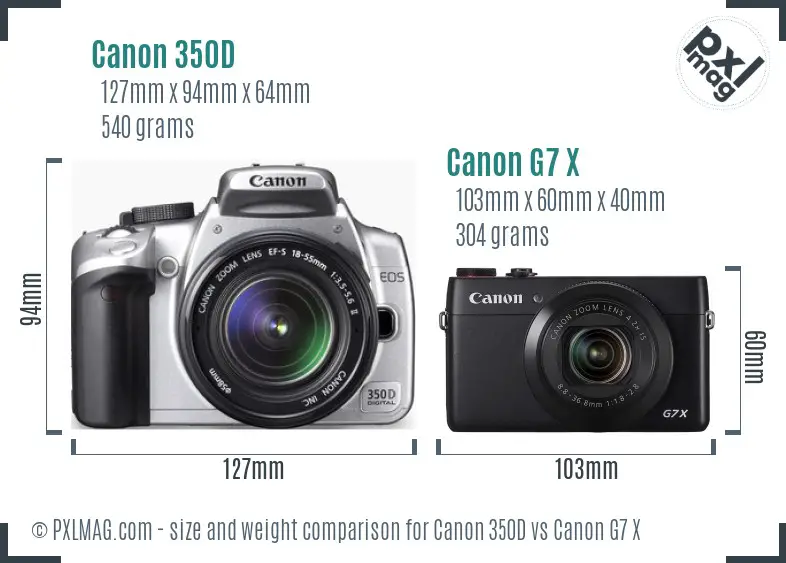 Canon 350D vs Canon G7 X size comparison Canon 350D vs Canon G7 X size comparison