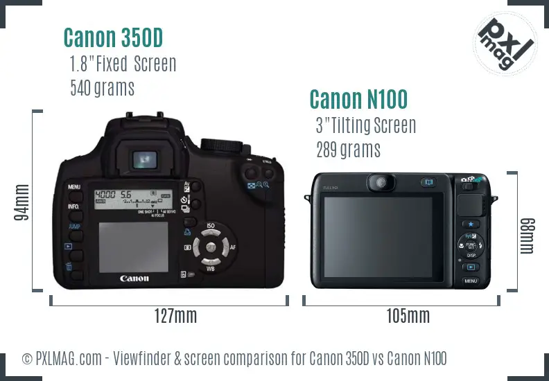 Canon 350D vs Canon N100 Screen and Viewfinder comparison