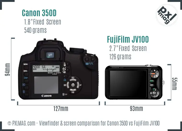 Canon 350D vs FujiFilm JV100 Screen and Viewfinder comparison Canon 350D vs FujiFilm JV100 Screen and Viewfinder comparison