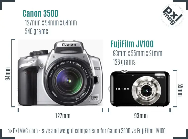 Canon 350D vs FujiFilm JV100 size comparison Canon 350D vs FujiFilm JV100 size comparison