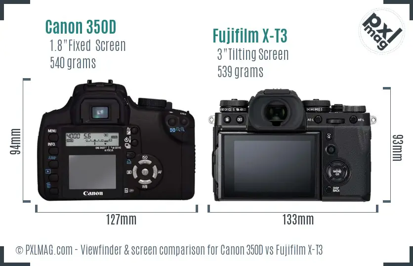 Canon 350D vs Fujifilm X-T3 Screen and Viewfinder comparison Canon 350D vs Fujifilm X-T3 Screen and Viewfinder comparison