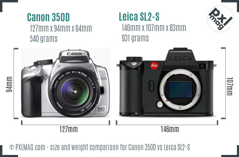 Canon 350D vs Leica SL2-S size comparison
