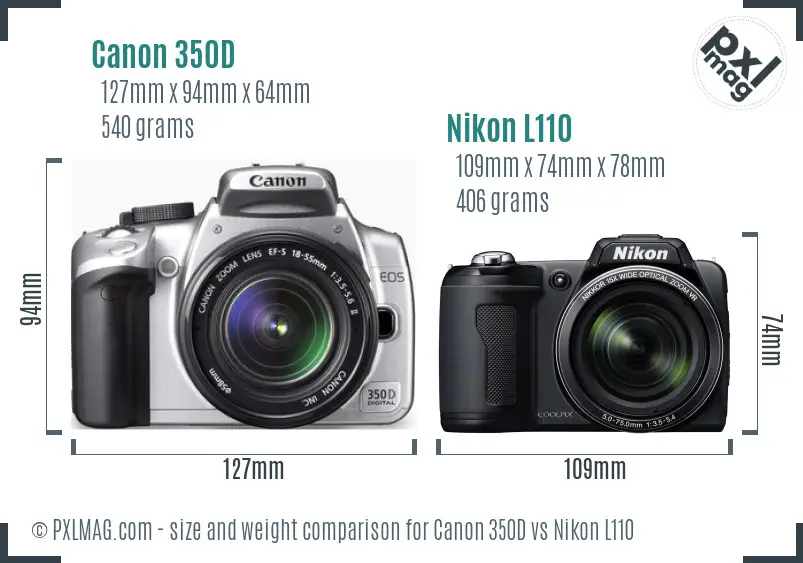 Canon 350D vs Nikon L110 size comparison Canon 350D vs Nikon L110 size comparison