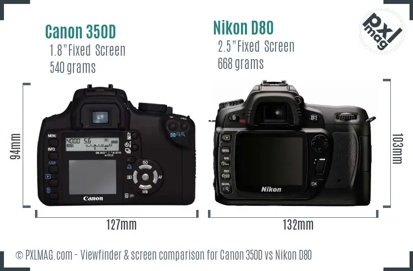 Canon 350D vs Nikon D80 Screen and Viewfinder comparison Canon 350D vs Nikon D80 Screen and Viewfinder comparison