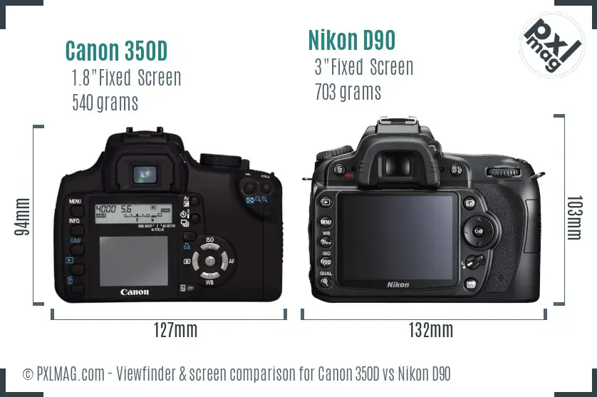 Canon 350D vs Nikon D90 Screen and Viewfinder comparison Canon 350D vs Nikon D90 Screen and Viewfinder comparison