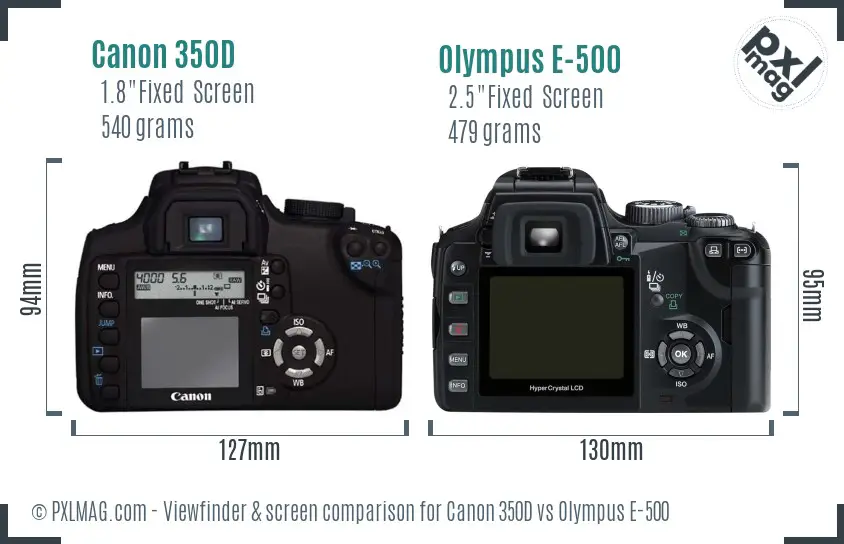 Canon 350D vs Olympus E-500 Screen and Viewfinder comparison Canon 350D vs Olympus E-500 Screen and Viewfinder comparison