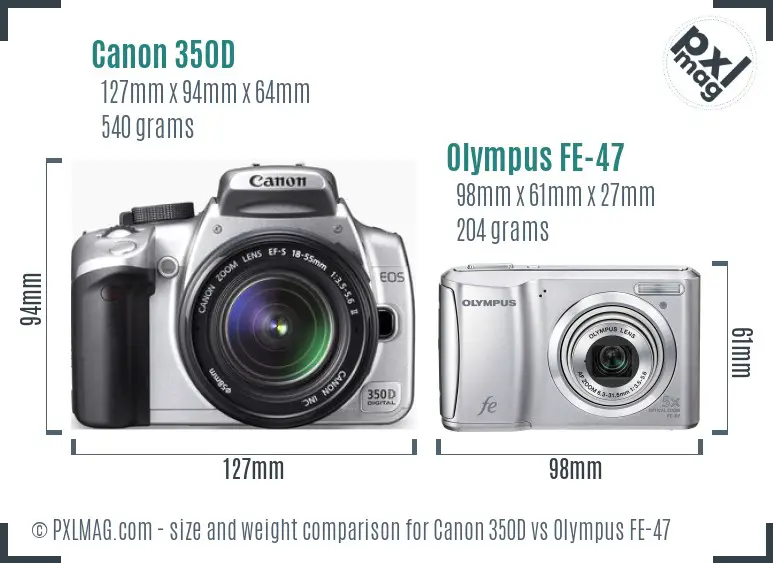 Canon 350D vs Olympus FE-47 size comparison
