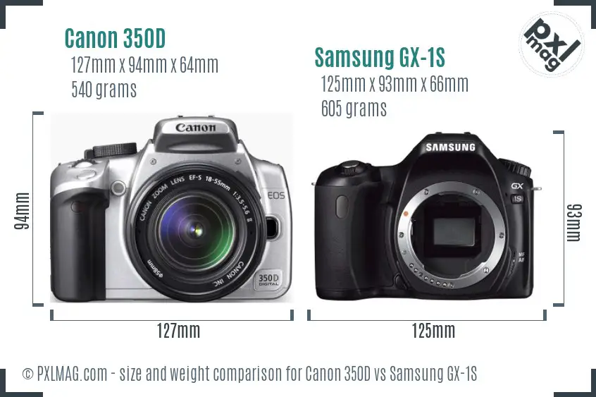 Canon 350D vs Samsung GX-1S size comparison