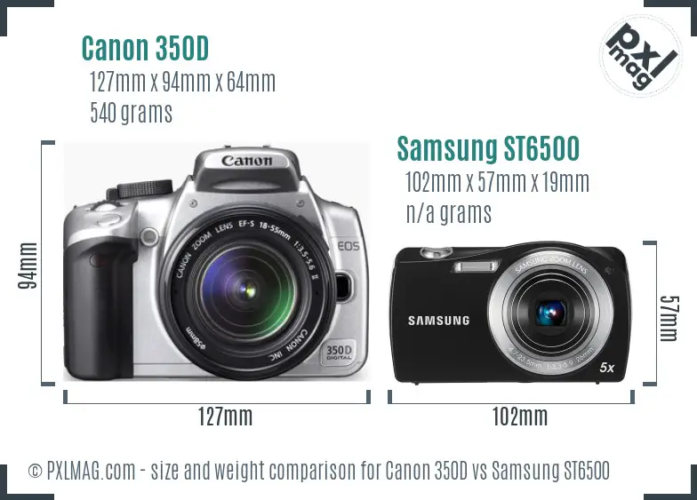 Canon 350D vs Samsung ST6500 size comparison