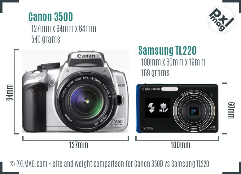 Canon 350D vs Samsung TL220 size comparison