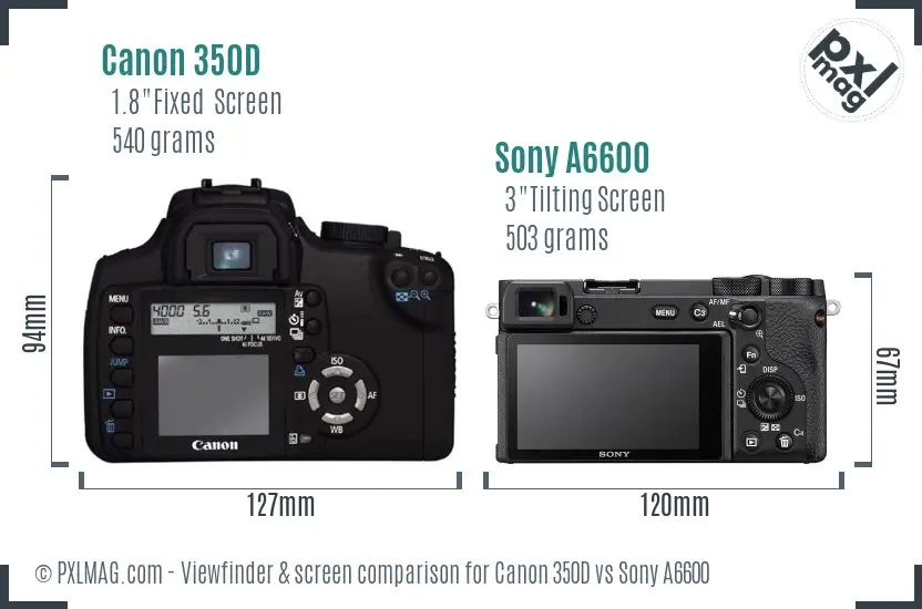 Canon 350D vs Sony A6600 Screen and Viewfinder comparison
