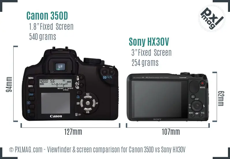 Canon 350D vs Sony HX30V Screen and Viewfinder comparison Canon 350D vs Sony HX30V Screen and Viewfinder comparison