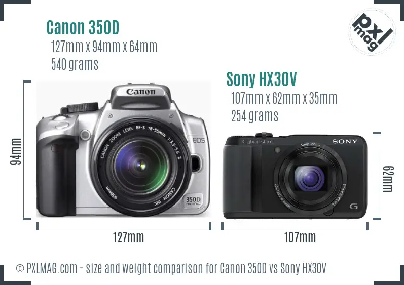 Canon 350D vs Sony HX30V size comparison Canon 350D vs Sony HX30V size comparison