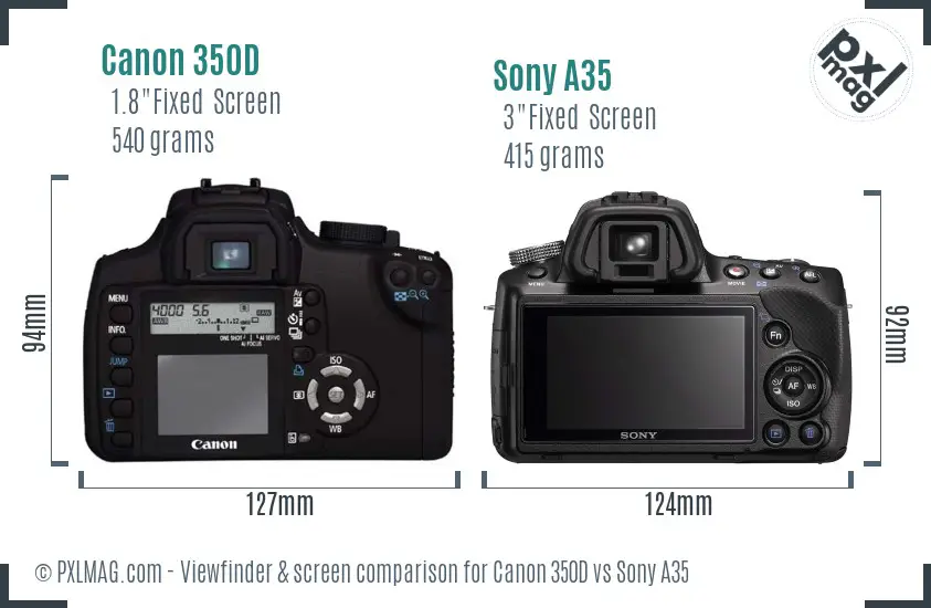 Canon 350D vs Sony A35 Screen and Viewfinder comparison