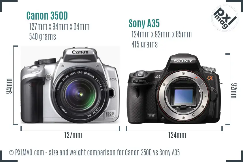 Canon 350D vs Sony A35 size comparison