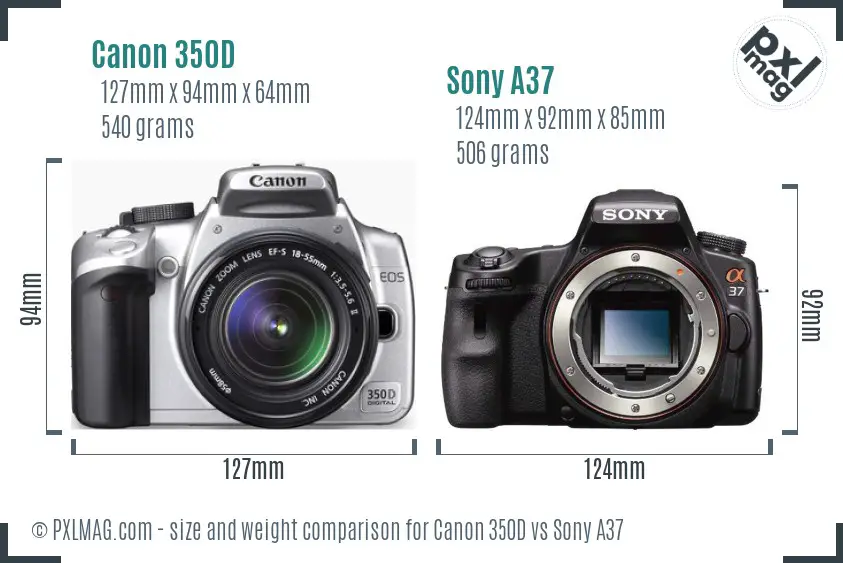 Canon 350D vs Sony A37 size comparison