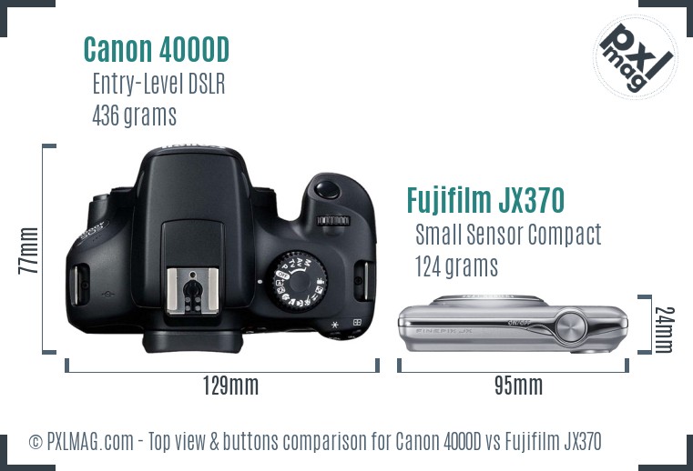 Canon 4000D vs Fujifilm JX370 top view buttons comparison