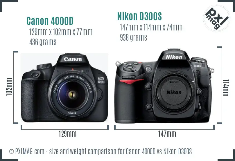 Canon 4000D vs Nikon D300S size comparison Canon 4000D vs Nikon D300S size comparison