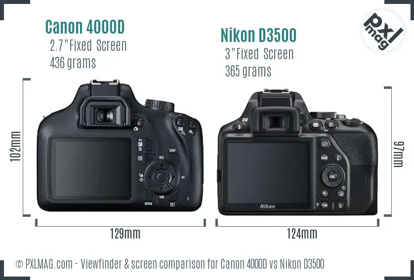 Canon 4000D vs Nikon D3500 Screen and Viewfinder comparison