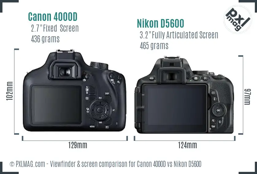 Canon 4000D vs Nikon D5600 Screen and Viewfinder comparison
